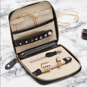 WOLF Marrakesh Black Leather Studded Travel Case